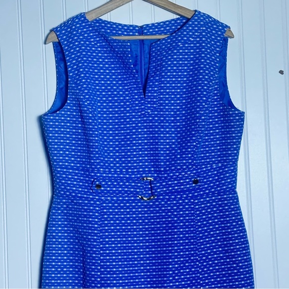 Chelsea Rose blue textured sleeveless sheath knee length dress size 12 Business - Picture 2 of 7
